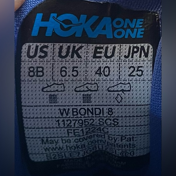 Hoka One One Bondi 8 REFLECTIVE Womens Size 8 (B) Running Shoes Sneakers Blue - Picture 11 of 12